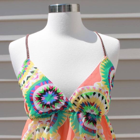 Ocean Drive Multicolor Vibrant Mandala Print Chiffon Dress Size Small - Picture 11 of 15